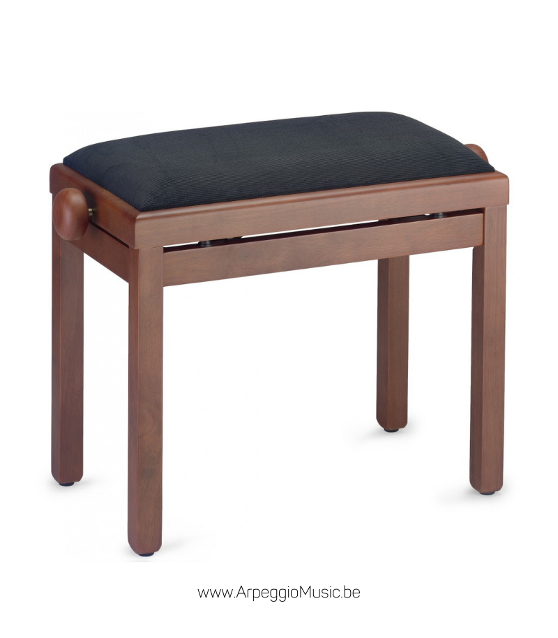 Houten bank/stoel mahonie - zwart kussen