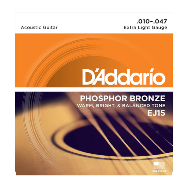 D'ADDARIO snarenset voor akoestische gitaar EJ15, phosphor bronze
