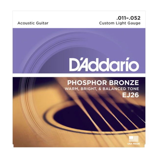 D'ADDARIO snarenset voor akoestische gitaar EJ26, phosphor bronze