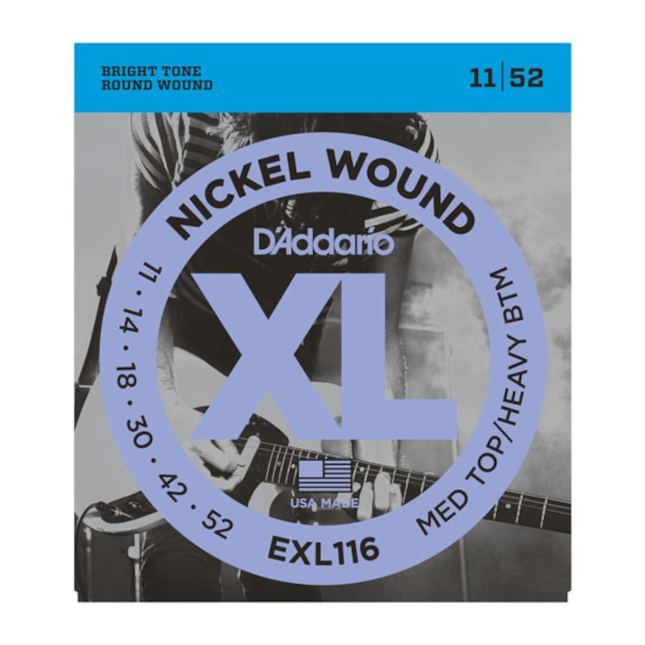D'ADDARIO snarenset elektrische gitaar ,11-52 (medium top heavy bottom)