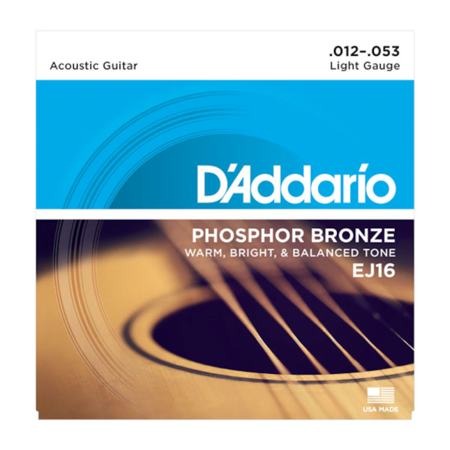 D'ADDARIO snarenset voor akoestische gitaar EJ16, phosphor bronze